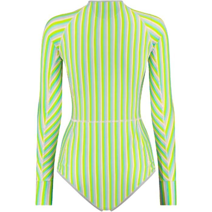 2024 Wallien Frauen Einteiler Mit Langen rmeln Front Zip Badeanzug 102001 - Multi Color Stripe